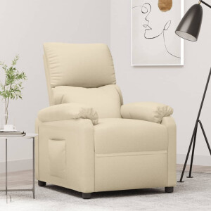 vidaXL Fauteuil verstelbaar stof crèmekleurig