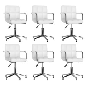 vidaXL Eetkamerstoelen draaibaar 6 st kunstleer wit