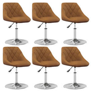 vidaXL Eetkamerstoelen draaibaar 6 st fluweel bruin