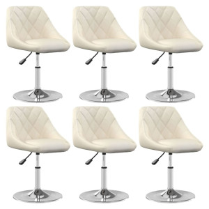 vidaXL Eetkamerstoelen draaibaar 6 st fluweel crèmekleurig