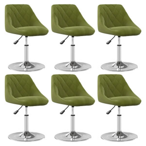 vidaXL Eetkamerstoelen draaibaar 6 st fluweel lichtgroen