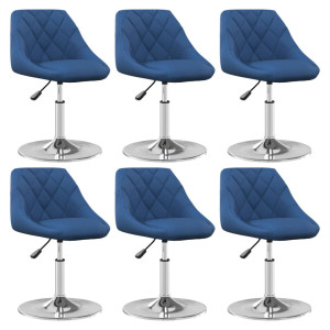 vidaXL Eetkamerstoelen draaibaar 6 st fluweel blauw