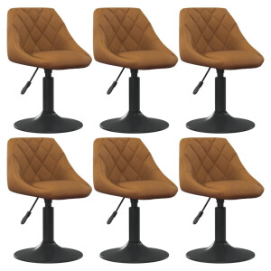 vidaXL Eetkamerstoelen draaibaar 6 st fluweel bruin
