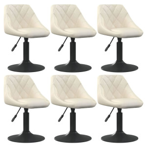 vidaXL Eetkamerstoelen draaibaar 6 st fluweel crèmekleurig
