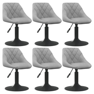 vidaXL Eetkamerstoelen draaibaar 6 st fluweel lichtgrijs