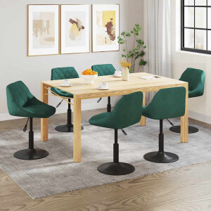 vidaXL Eetkamerstoelen draaibaar 6 st fluweel donkergroen