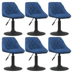 vidaXL Eetkamerstoelen draaibaar 6 st fluweel blauw