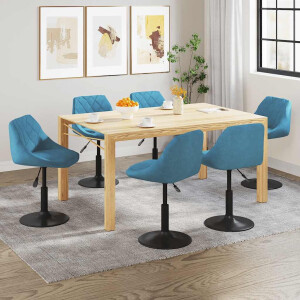 vidaXL Eetkamerstoelen draaibaar 6 st fluweel blauw