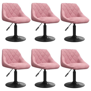 vidaXL Eetkamerstoelen draaibaar 6 st fluweel roze