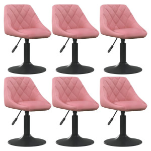 vidaXL Eetkamerstoelen draaibaar 6 st fluweel roze