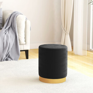 vidaXL Hocker met opbergruimte rond fluweel 31 x 37 cm zwart
