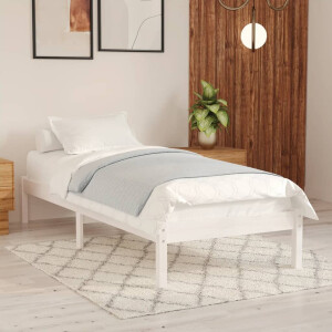 vidaXL Bedframe massief hout wit 90x190 cm