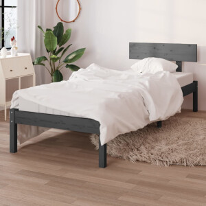 vidaXL Bedframe massief grenenhout grijs 100x200 cm