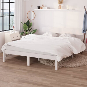 vidaXL Bedframe massief grenenhout wit 150x200 cm