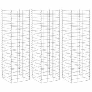 vidaXL Schanskorf plantenbakken 3 st verhoogd 30x30x100 cm ijzer