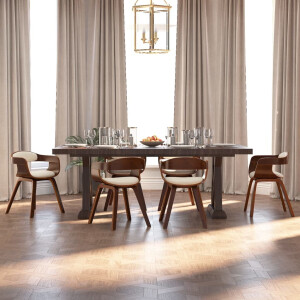 vidaXL Eetkamerstoelen 6 st gebogen hout en kunstleer crèmekleurig