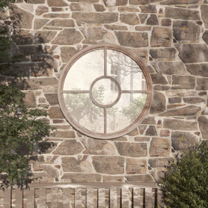 vidaXL Tuinspiegel rond 40x4 cm ijzer zandkleurig