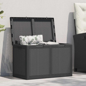 vidaXL Tuinbox 180 L PP rattan zwart