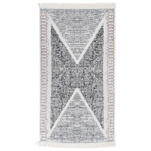 vidaXL Vloerkleed 120x180 cm katoen zwart en grijs