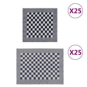 vidaXL 50-delige Keukendoekenset katoen blauw en wit
