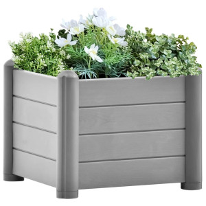 vidaXL Plantenbak verhoogd 43x43x35 cm PP steengrijs