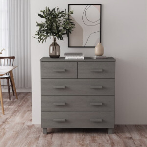 vidaXL Dressoir HAMAR 79x40x80 cm massief grenenhout lichtgrijs