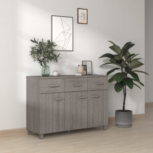 vidaXL Dressoir HAMAR 113x40x80 cm massief grenenhout lichtgrijs