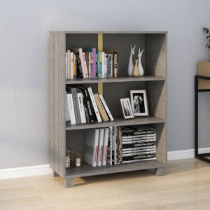 vidaXL Boekenkast HAMAR 85x35x112 cm massief grenenhout lichtgrijs