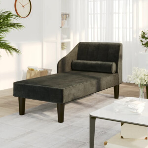 vidaXL Chaise longue met bolster fluweel zwart