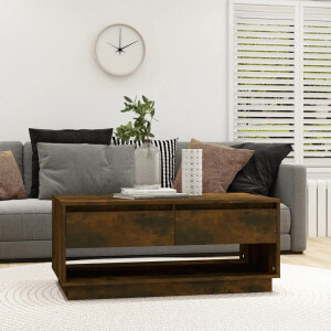 vidaXL Salontafel 102,5x55x44 cm bewerkt hout gerookt eikenkleurig