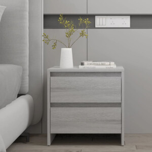 vidaXL Nachtkastje 45x34,5x44,5cm bewerkt hout grijs sonoma eikenkleur
