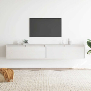 vidaXL Wandkasten 2 st 100x30x35 cm massief grenenhout wit