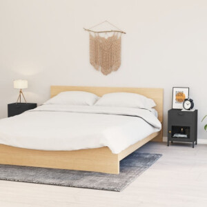 vidaXL Nachtkastjes 2 st 40x30x54,5 cm staal en glas antracietkleurig