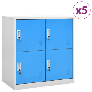 vidaXL Lockerkasten 5 st 90x45x92,5 cm staal lichtgrijs en blauw