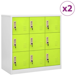 vidaXL Lockerkasten 2 st 90x45x92,5 cm staal lichtgrijs en groen