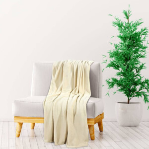 vidaXL Deken 130x170 cm polyester crèmekleurig