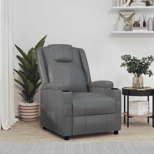 vidaXL Fauteuil verstelbaar kunstleer grijs