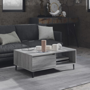 vidaXL Salontafel 90x60x35 cm bewerkt hout grijs sonoma eikenkleurig