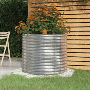 vidaXL Plantenbak 80x80x68 cm gegalvaniseerd staal zilverkleurig