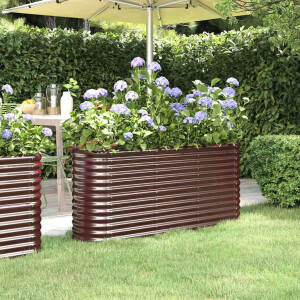 vidaXL Plantenbak 152x40x68 cm gegalvaniseerd staal bruin