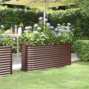 vidaXL Plantenbak 152x40x68 cm gegalvaniseerd staal bruin