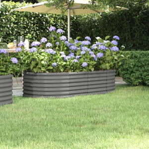 vidaXL Plantenbak 152x80x36 cm gegalvaniseerd staal grijs
