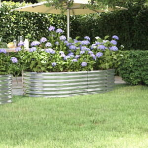 vidaXL Plantenbak 152x80x36 cm gegalvaniseerd staal zilverkleurig