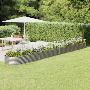 vidaXL Plantenbak 620x80x36 cm gegalvaniseerd staal zilverkleurig