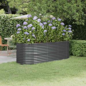 vidaXL Plantenbak 224x80x68 cm gegalvaniseerd staal antracietkleurig