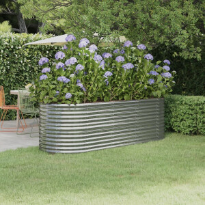 vidaXL Plantenbak 224x80x68 cm gegalvaniseerd staal zilverkleurig