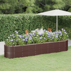 vidaXL Plantenbak 368x80x68 cm gegalvaniseerd staal bruin