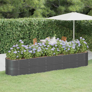 vidaXL Plantenbak 368x80x68 cm gegalvaniseerd staal antracietkleurig