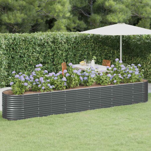 vidaXL Plantenbak 440x80x68 cm gegalvaniseerd staal antracietkleurig