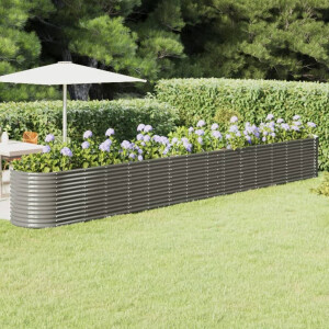 vidaXL Plantenbak 620x80x68 cm gepoedercoat staal grijs